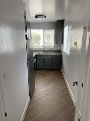 Los Angeles apartment for rent - a kitchen with a sink and a refrigerator