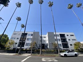 Los Angeles apartment for rent - a white car parked in front of a building with palm trees