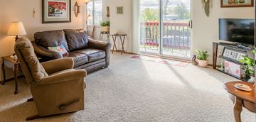 Ada apartment for rent - a living room with a couch and a chair and a tv