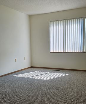 Fosston apartment for rent - A room with a window and a carpeted floor.