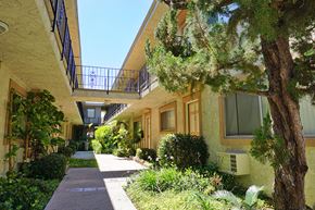 Northridge apartment for rent - A tree is in front of a building.