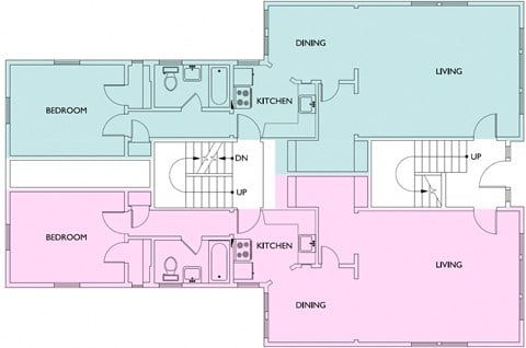 Floor plan for 1 bed, 1 bath, 814 sqft