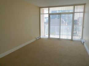 Toronto apartment for rent - A room with a carpeted floor and a sliding glass door.