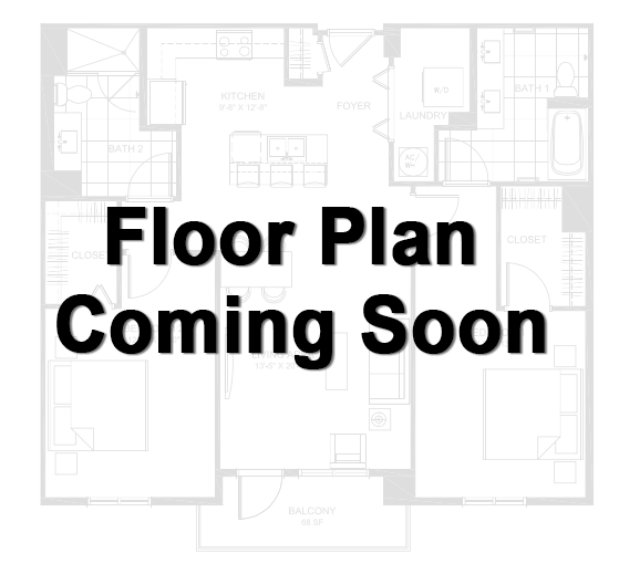 Floor plan for 2 beds, 1 bath, 1177 sqft