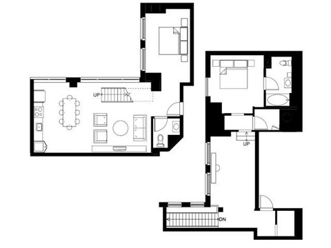 Floor plan for 2 beds, 1.5 baths, 1542 sqft