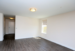Washington apartment for rent - a living room with white walls and wood flooring and a window