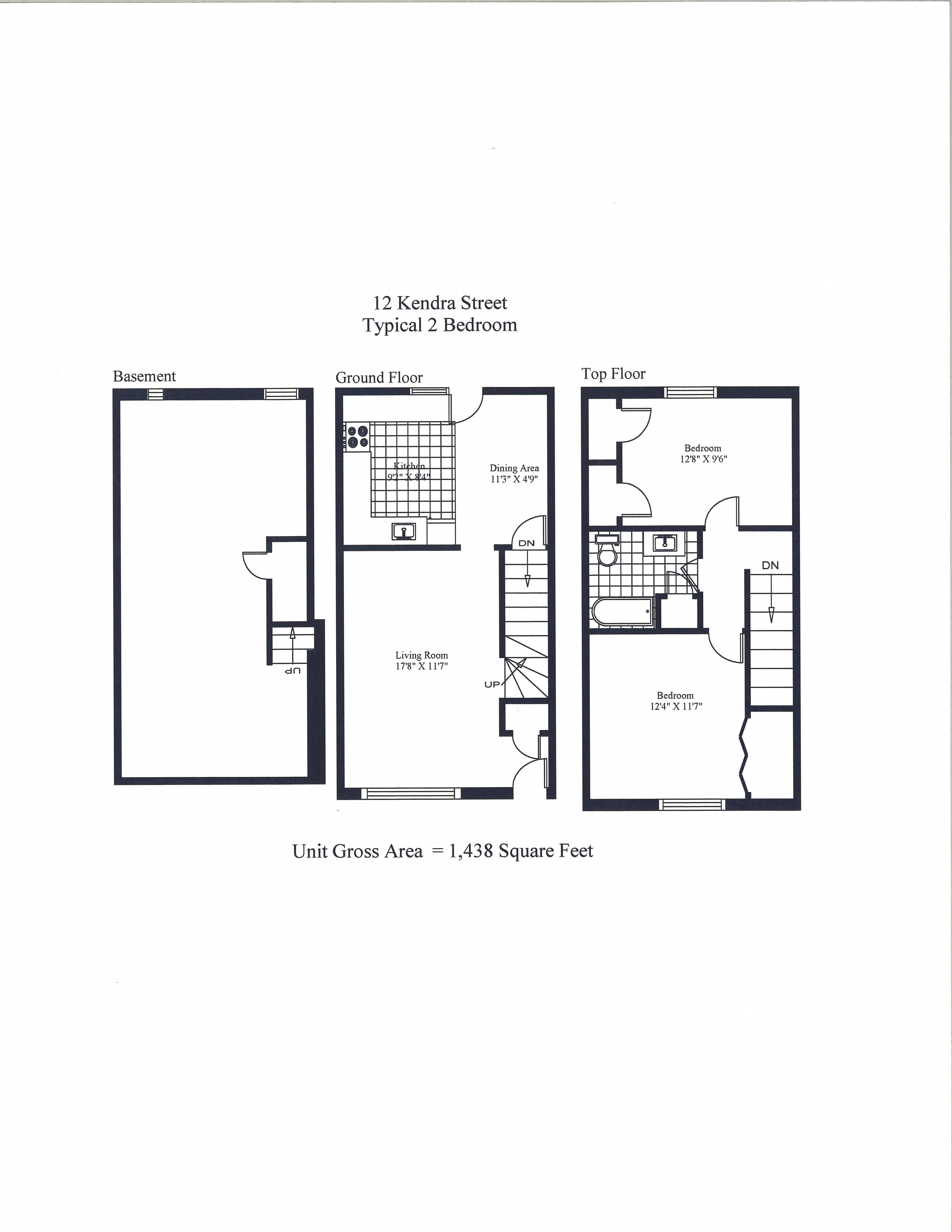 Floor plan for 2 beds, 1 bath, 800 sqft