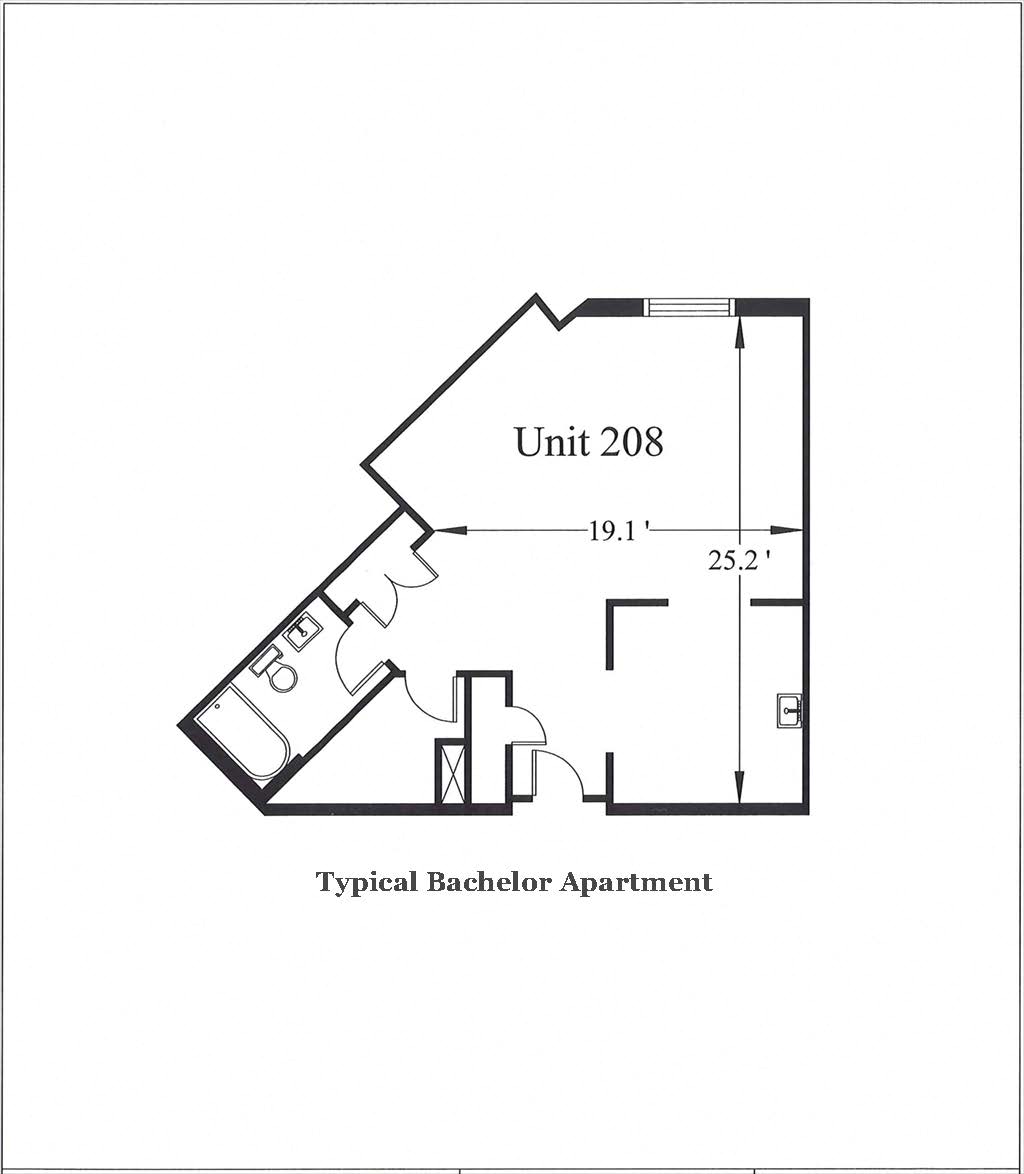 Floor plan for studio, 1 bath, 481 sqft