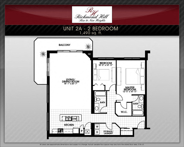 Floor plan for 2 beds, 2 baths, 2200 sqft