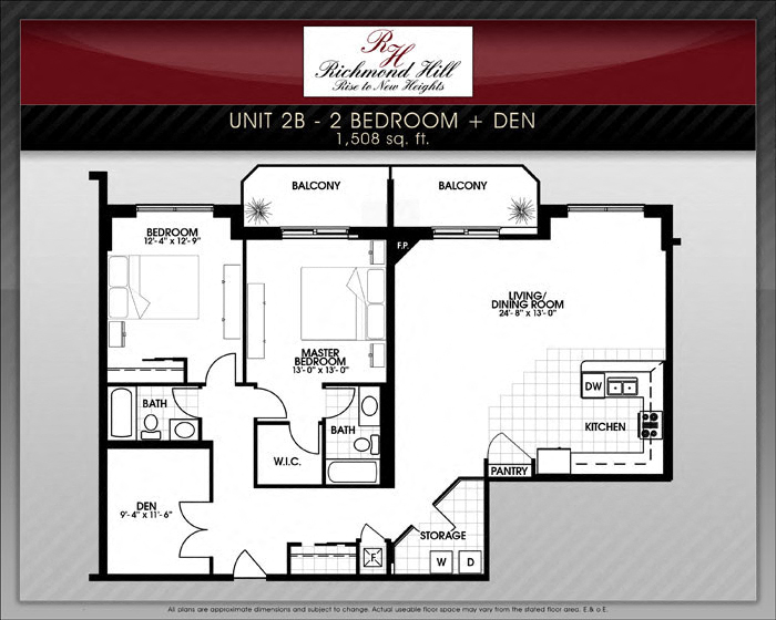 Floor plan for 2 beds, 2 baths, 1508 sqft