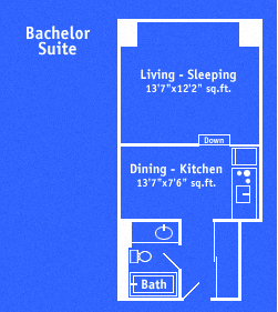 Floor plan for studio, 1 bath, 365 sqft