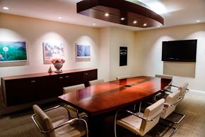 Brookline apartment for rent - a conference room with a large table and a television