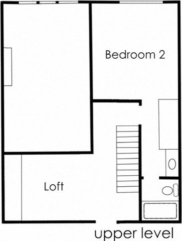 Floor plan for 2 beds, 2 baths, 1075 sqft