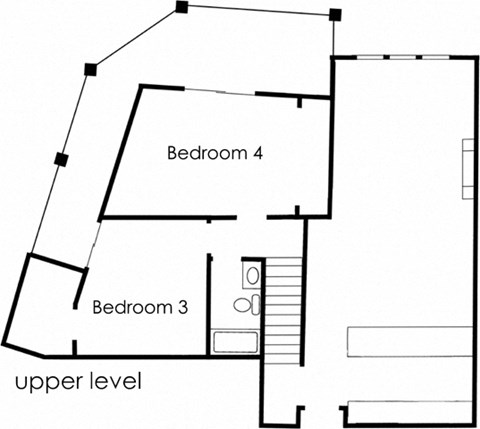 Floor plan for 4 beds, 2 baths, 1300 sqft