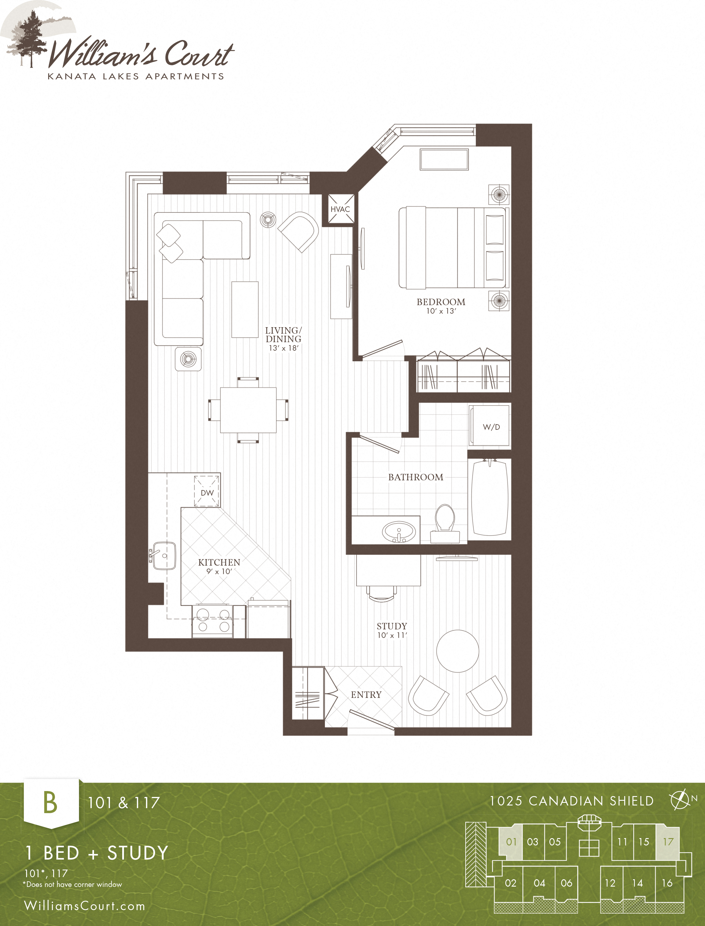 Floor plan for 1 bed, 1 bath, 841 sqft