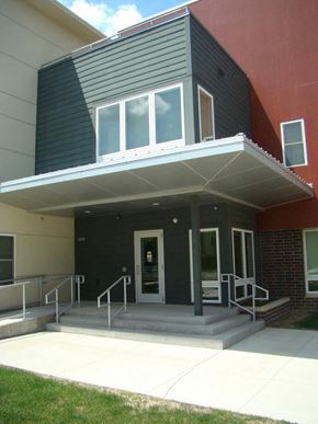 Grand Forks apartment for rent - the front of a building with stairs and a door