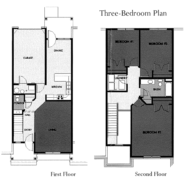 Floor plan for 3 beds, 1.5 baths, 1465 sqft
