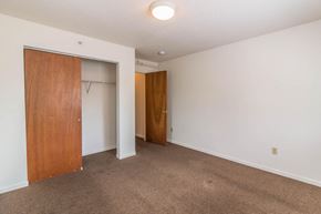 St Louis Park apartment for rent - a bedroom with a door to a closet and a carpeted floor