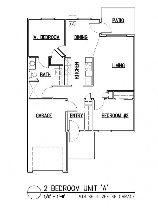 Floor plan for 2 beds, 1 bath, 1274 sqft