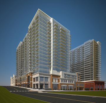 Atlanta apartment for rent - a rendering of a tall building with a street in front of it