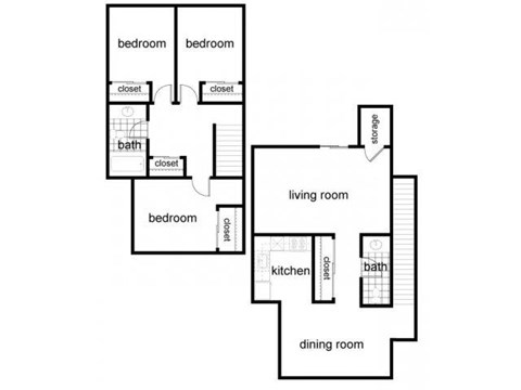 Floor plan for 3 beds, 1.5 baths, 1152 sqft