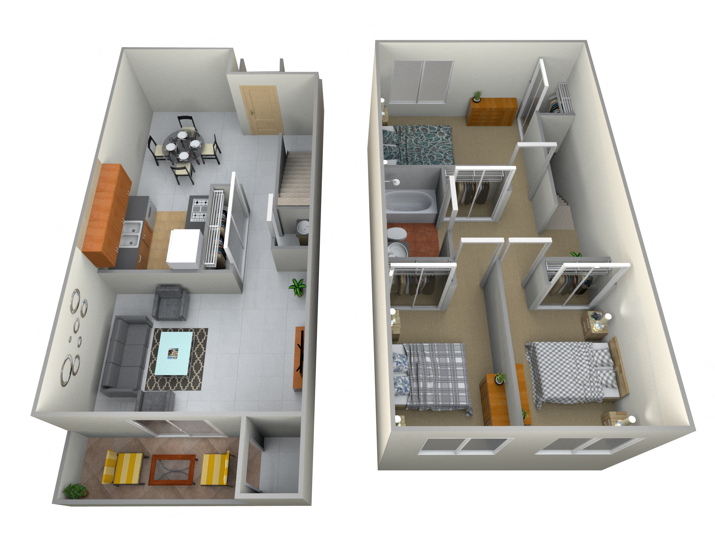 Floor plan for 3 beds, 1.5 baths, 1143 sqft