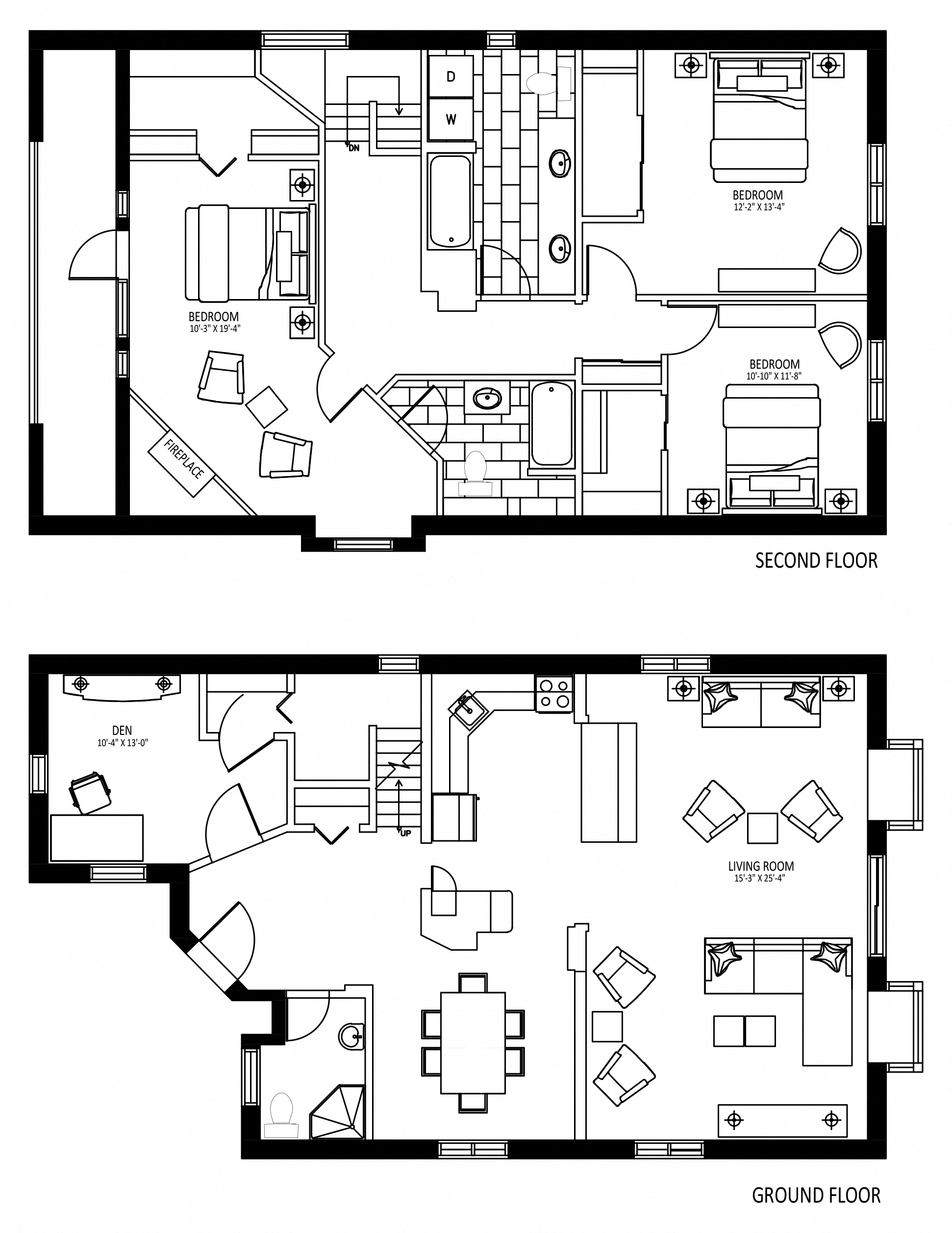 Floor plan for 4 beds, 3 baths, 3000 sqft