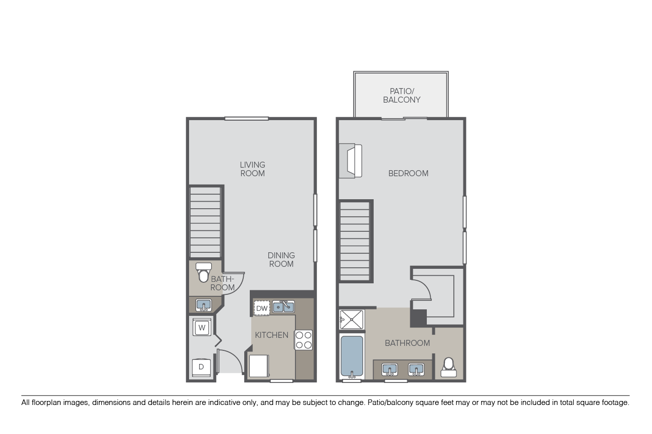 Floor plan for 1 bed, 1 bath, 1062 sqft