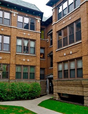 Oak Park apartment for rent - an apartment building with a sidewalk in front of it