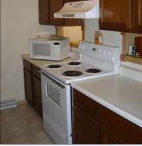 Fond Du Lac house for rent - a kitchen with a stove and a microwave