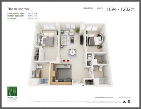 Floor plan for 2 beds, 2 baths, 1142 sqft