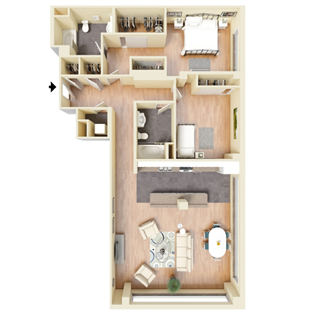 Floor plan for 2 beds, 2 baths, 1496 sqft