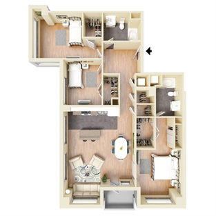 Floor plan for 3 beds, 2 baths, 1474 sqft