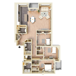 Floor plan for 3 beds, 3 baths, 1910 sqft