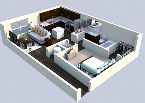 Floor plan for studio, 1 bath, 675 sqft