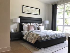 Hastings-On-Hudson apartment for rent - a bedroom with a bed and a large window