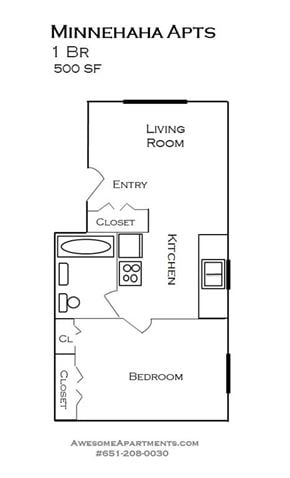 Minneapolis apartment for rent - Minnehaha Apartments floorplan