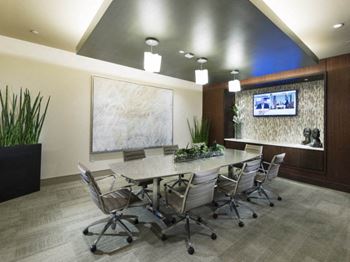 Wired business lounge with conference room