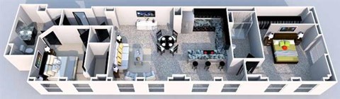 Floor plan for 2 beds, 2 baths, 1245 sqft