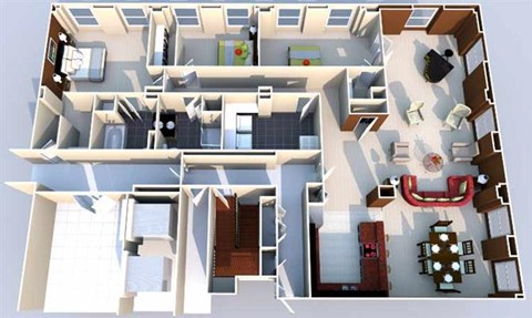 Floor plan for 3 beds, 2 baths, 2493 sqft