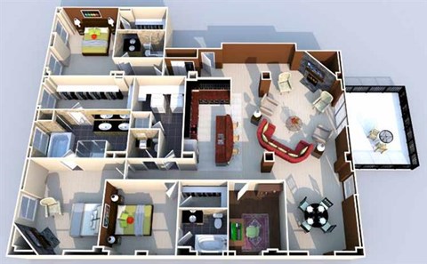 Floor plan for 3 beds, 3.5 baths, 3151 sqft