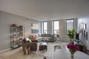 Des Moines apartment for rent - Model Living Area with views of downtown from windows