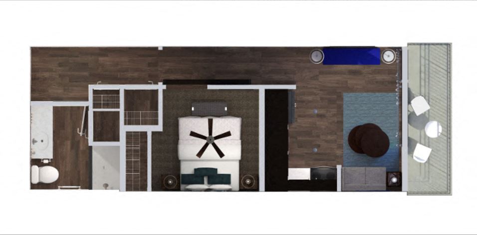 Floor plan for studio, 1 bath, 482 sqft