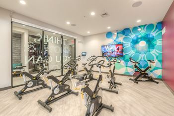 Peloton bike and training space
