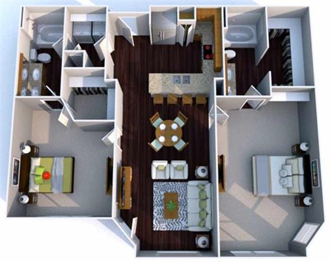 Floor plan for 2 beds, 2 baths, 1189 sqft
