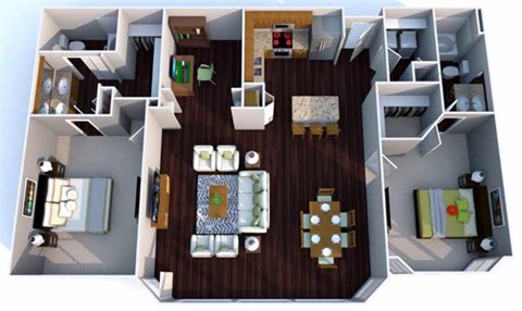 Floor plan for 2 beds, 2 baths, 1530 sqft