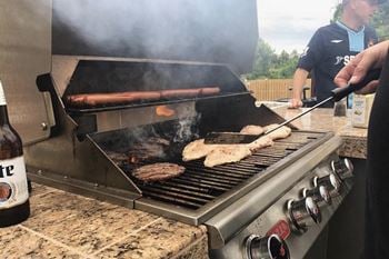 Outdoor terrace with grilling stations