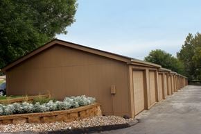 West Des Moines apartment for rent - a row of garages in front of a building