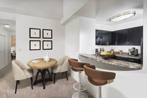 Baltimore apartment for rent - a dining room and kitchen in a hotel room with a counter