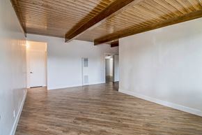 Los Angeles apartment for rent - a renovated living room with white walls and wood floors